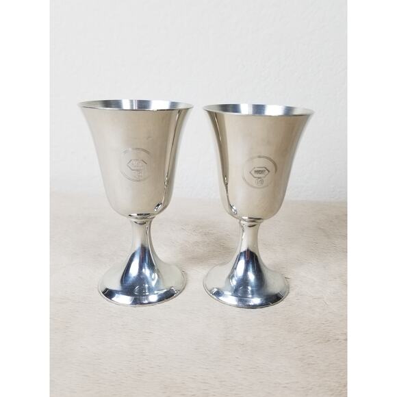 Roche Water Goblet 5" Towle Pewter Set of 2 Home Decor Vintage Collectible - Picture 1 of 10